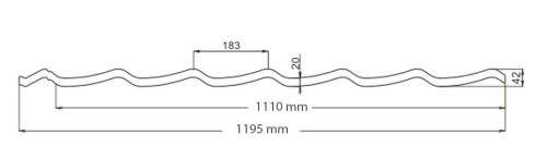 Mediterrán cserepeslemez, Téglavörös fényes, RAL8004, Lv: 0,4mm